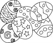 Printable Six Easter Eggs with Various Patterns coloring pages