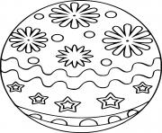 Printable Easter Egg with Star and Flowers coloring pages