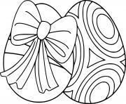 Printable Two Easter Eggs with Curve and Bowknot coloring pages