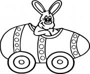 Easter Bunny Drives an Egg Car