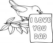 Printable Bird Says I Love You Dad coloring pages