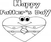 Printable Happy Fathers Day and a Heart with Tie coloring pages