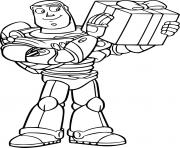 Printable Buzz Lightyear Holds a Gift coloring pages